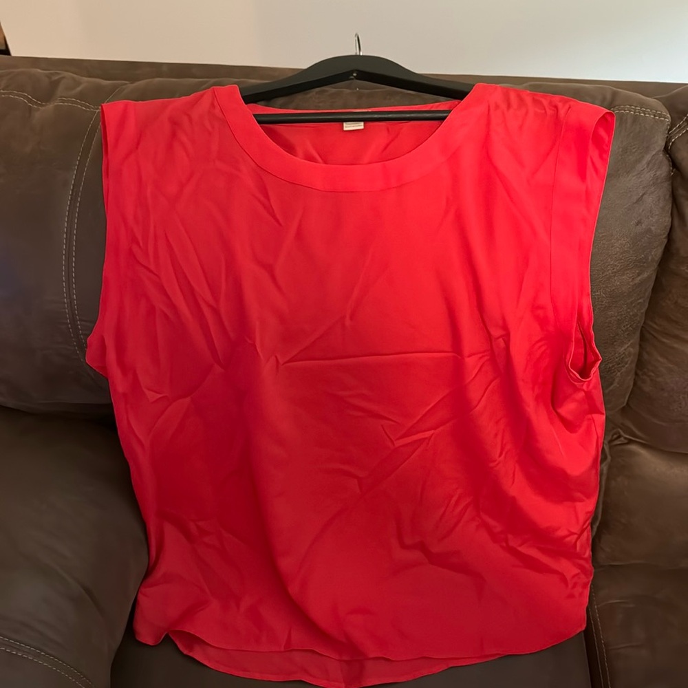 J Crew Red Capped Sleeve Blouse
